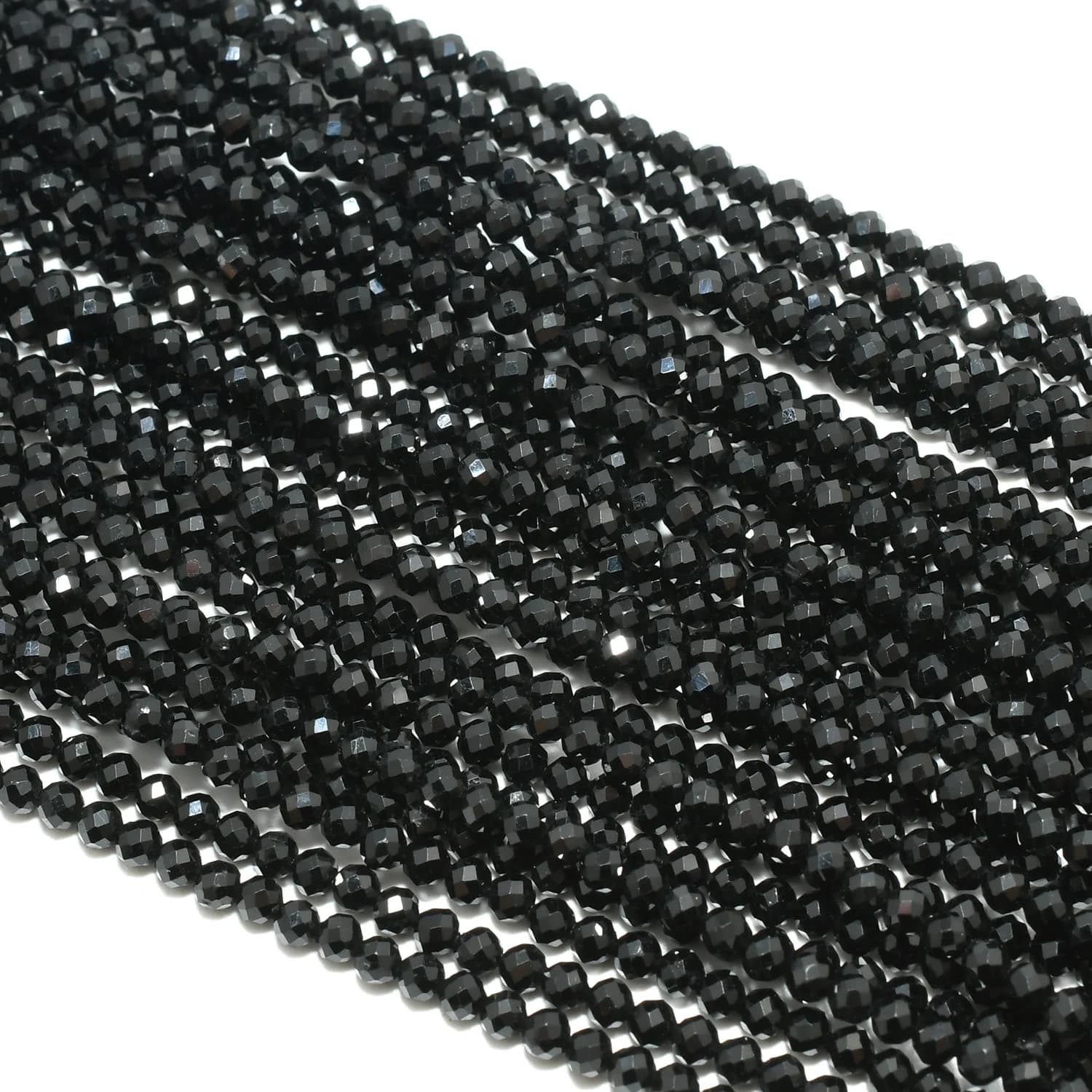 Tourmaline noire naturelle à facettes, perles rondes adt, 2mm,3mm,4mm