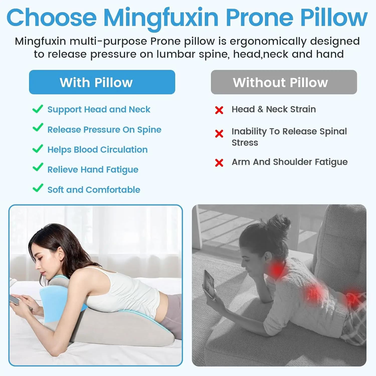 Oreiller de lit multifonctionnel pour dormir, se reposer et regarder des vidéos sur téléphone portable