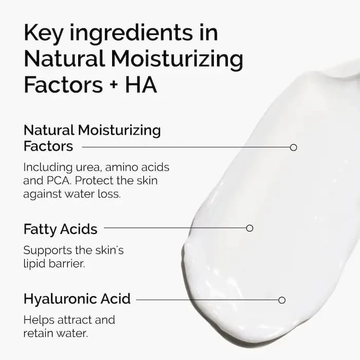 Facteurs hydratants naturels + hydratant quotidien à l'acide hyaluronique avec acides aminés et lipides cutanées protégés pour la peau