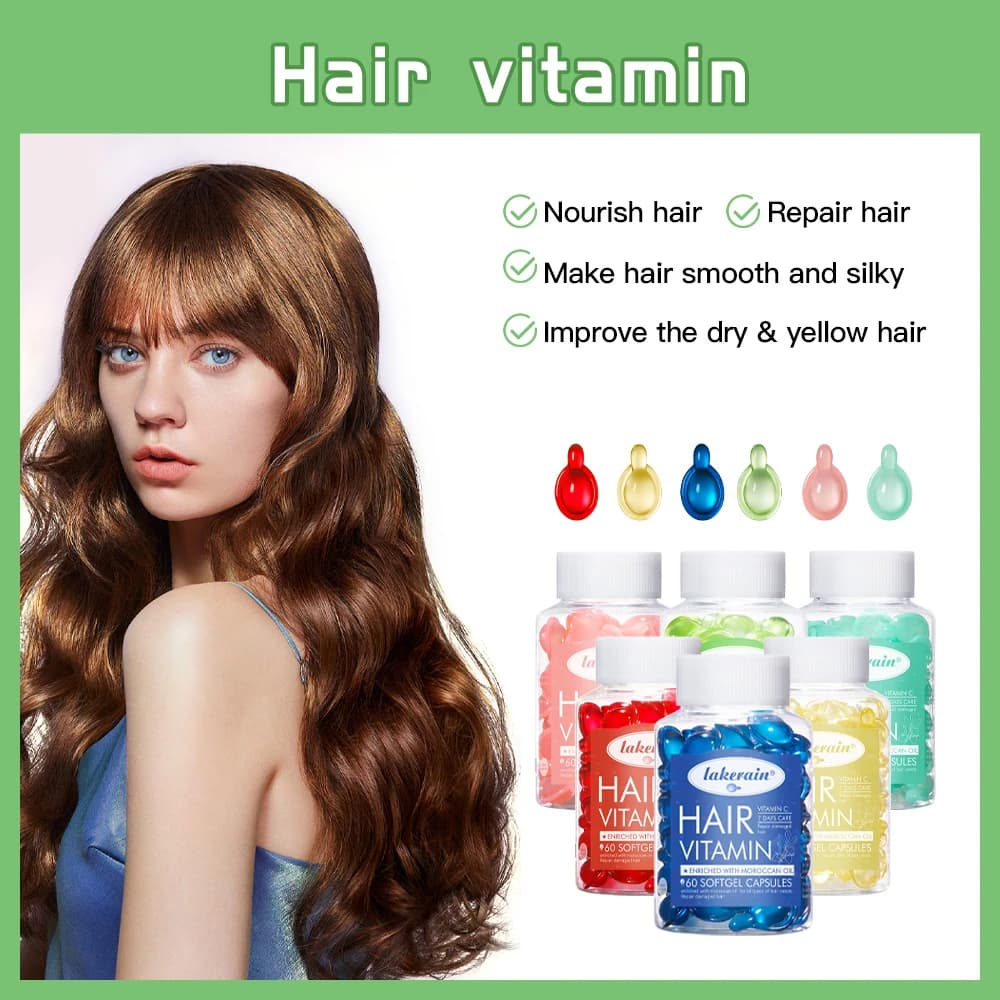 60 capsules d'huile capillaire de 0,5 ml, formule sans rinçage pour une douceur accrue, réduit les frisottis, soin capillaire infusé de vitamines, améliore la brillance