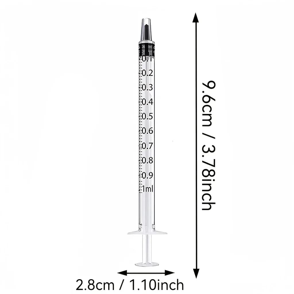 100/200 seringues de 1 ml avec capuchon, adaptées à l'alimentation des animaux de compagnie, à la supplémentation en nutriments, aux prélèvements en laboratoire et aux applications DIY