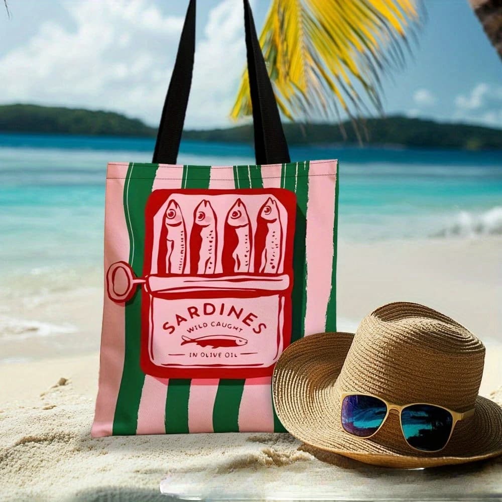 Sac fourre-tout avec illustration de canette de sardine
