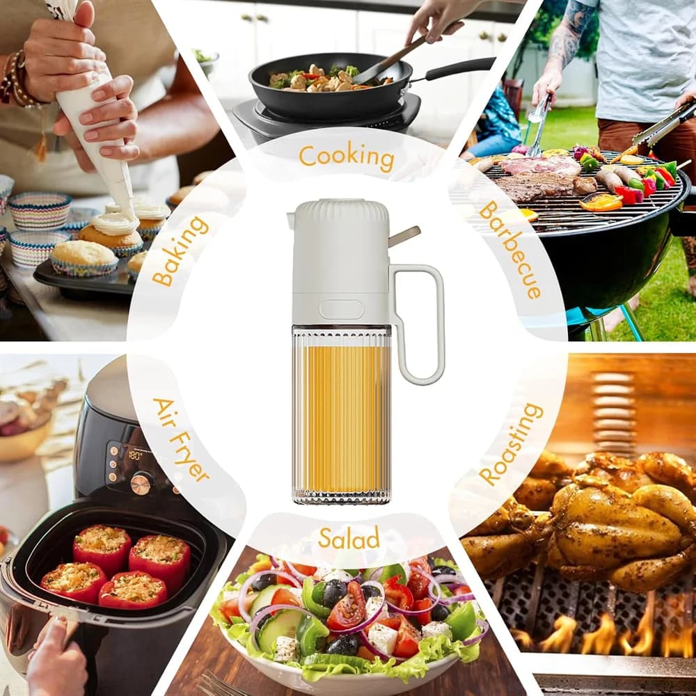 Bouteille pulvérisateur d'huile d'olive en verre, 250 ml, réglable, anti-fuite, pour la cuisine, le barbecue, les salades, les friteuses à air, les repas légers
