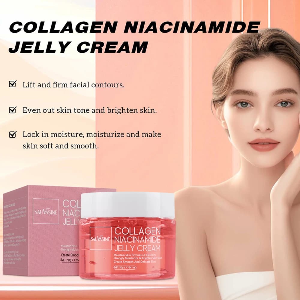 Crème à la gelée de collagène, Niacinamide et collagène hydrolysé, renforce la barrière cutanée, hydratant durable, soins pour le visage
