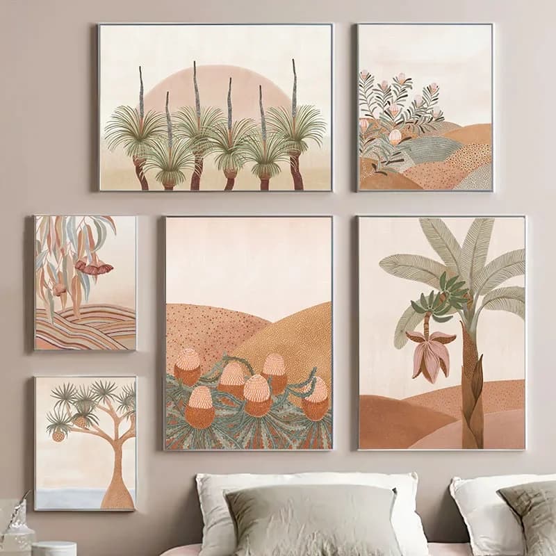 Affiches et imprimés de paysage abstrait Boho, palmier Tropical, cocotier, peinture sur toile d'art mural, images de plantes, décor de salon