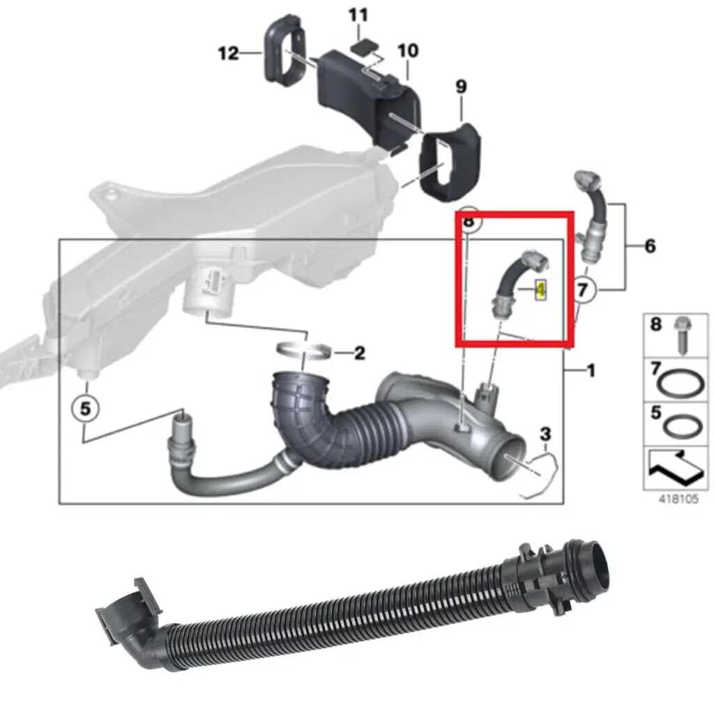 Tuyau de ventilation d'admission d'air pour filtre à air de voiture, pour BMW F20 F21 F22 F23 F30 F31 F34 OEM13717823517, accessoires automobiles