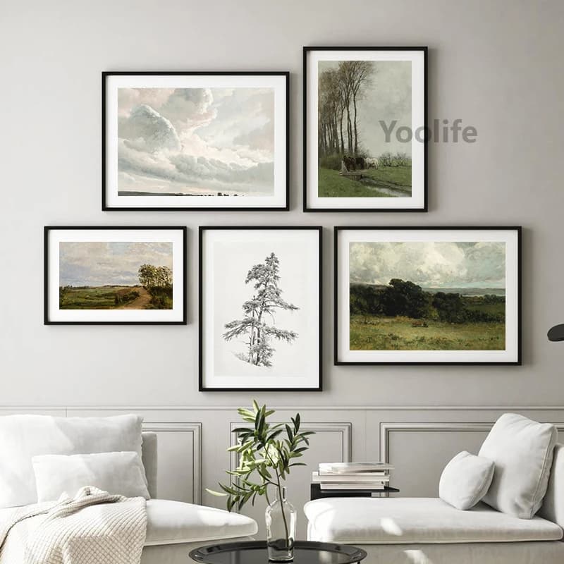 Peinture à l'huile sur toile de pays, imprimés d'art, affiche Vintage, images décoratives murales de ferme pour salon et chambre à coucher