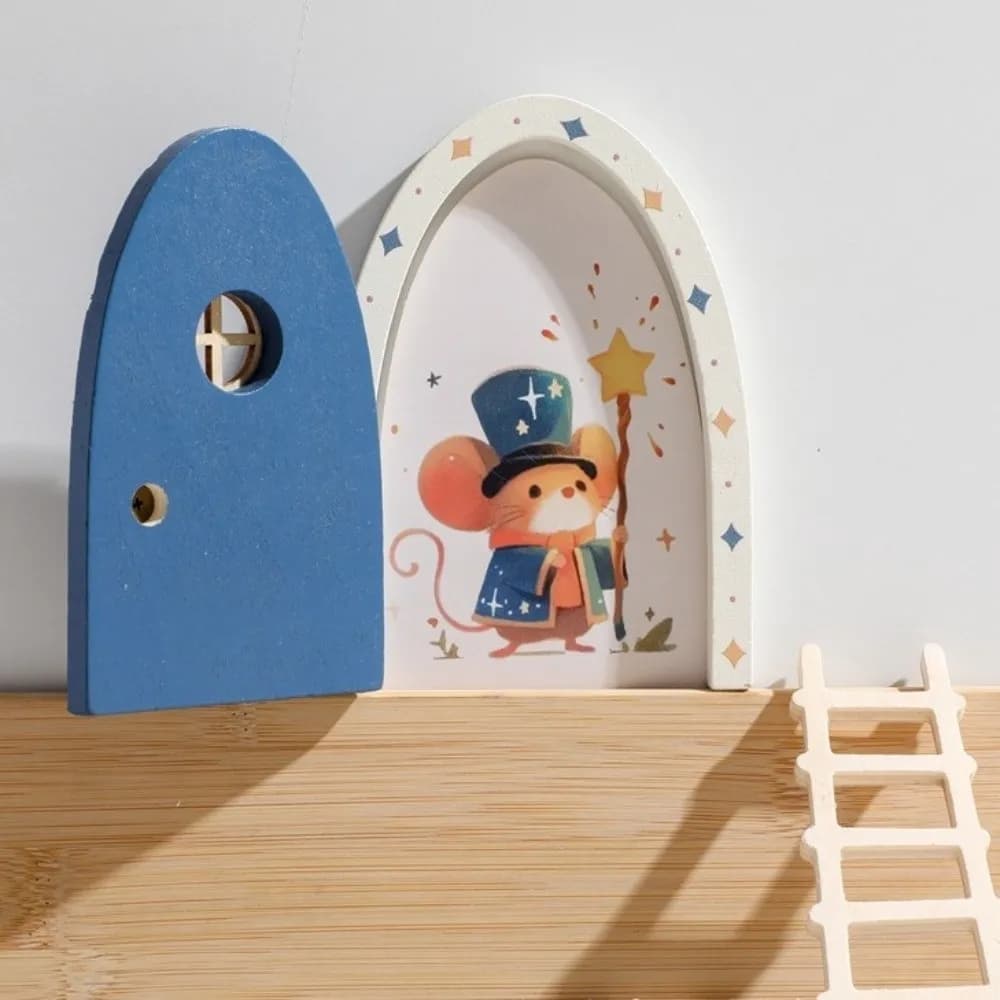 Décorations de maison de poupée qui brillent dans le noir, créatives et amusantes, porte de fée elfe en bois, mini trou de souris