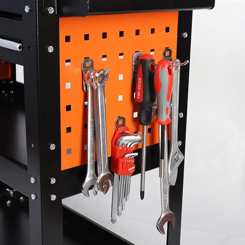 Chariot à outils robuste à 3 niveaux avec panneau perforé, armoire de rangement roulante pour atelier et garage, chariot à quincaillerie mobile