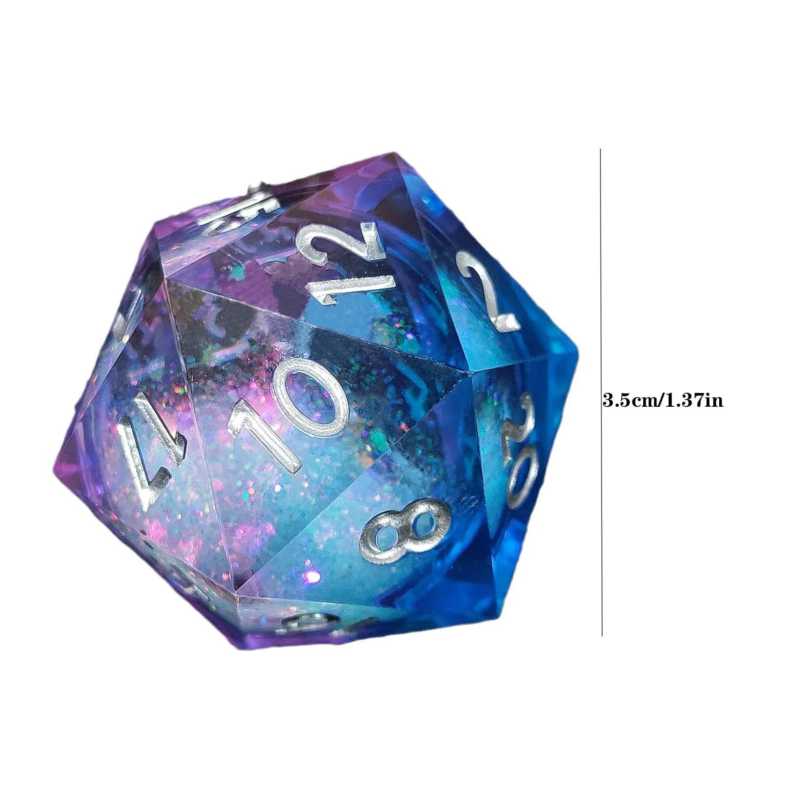 Dés de sable mouvant en résine à 20 faces, noyau liquide de 35mm, DND donjons et Dragons TRPG, jeu de société D20