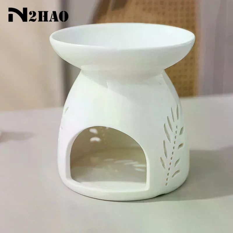 Brûleur d'encens en céramique blanche, bougie d'huile essentielle, diffuseur d'aromathérapie, poêle chauffant creux, décoration de maison du moyen-orient, ornement