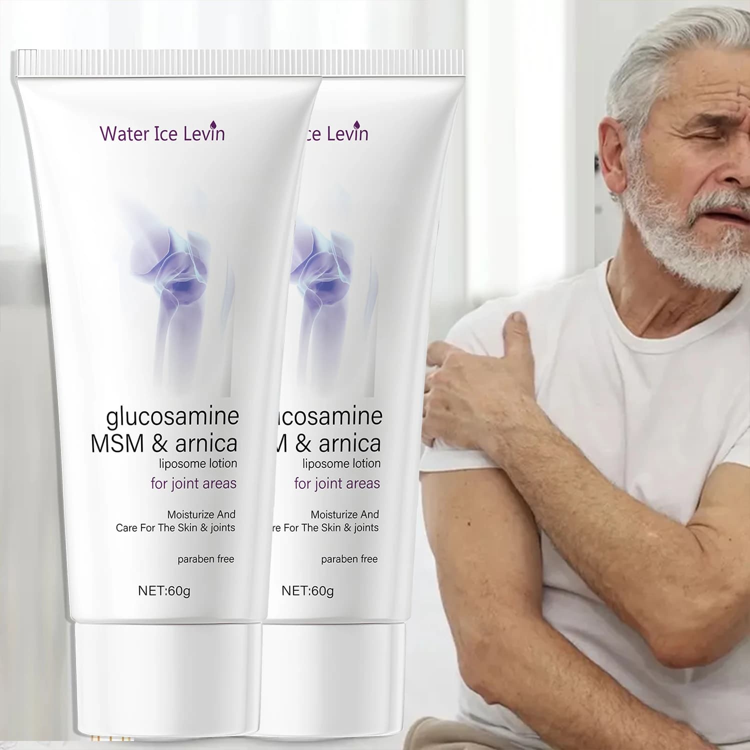 Lotion liposome crème pour articulations Glucosamine MSM & Arnica – Hydrate, nourrit et protège la peau et les articulations, formule sans paraben.