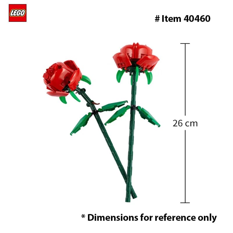 LEGO 40460 Roses-filles et garçons, 8 ans et plus – Roses artificielles, fausses pour la décoration et l'exposition de la maison – Idée cadeau pour les amateurs de plantes et de fleurs