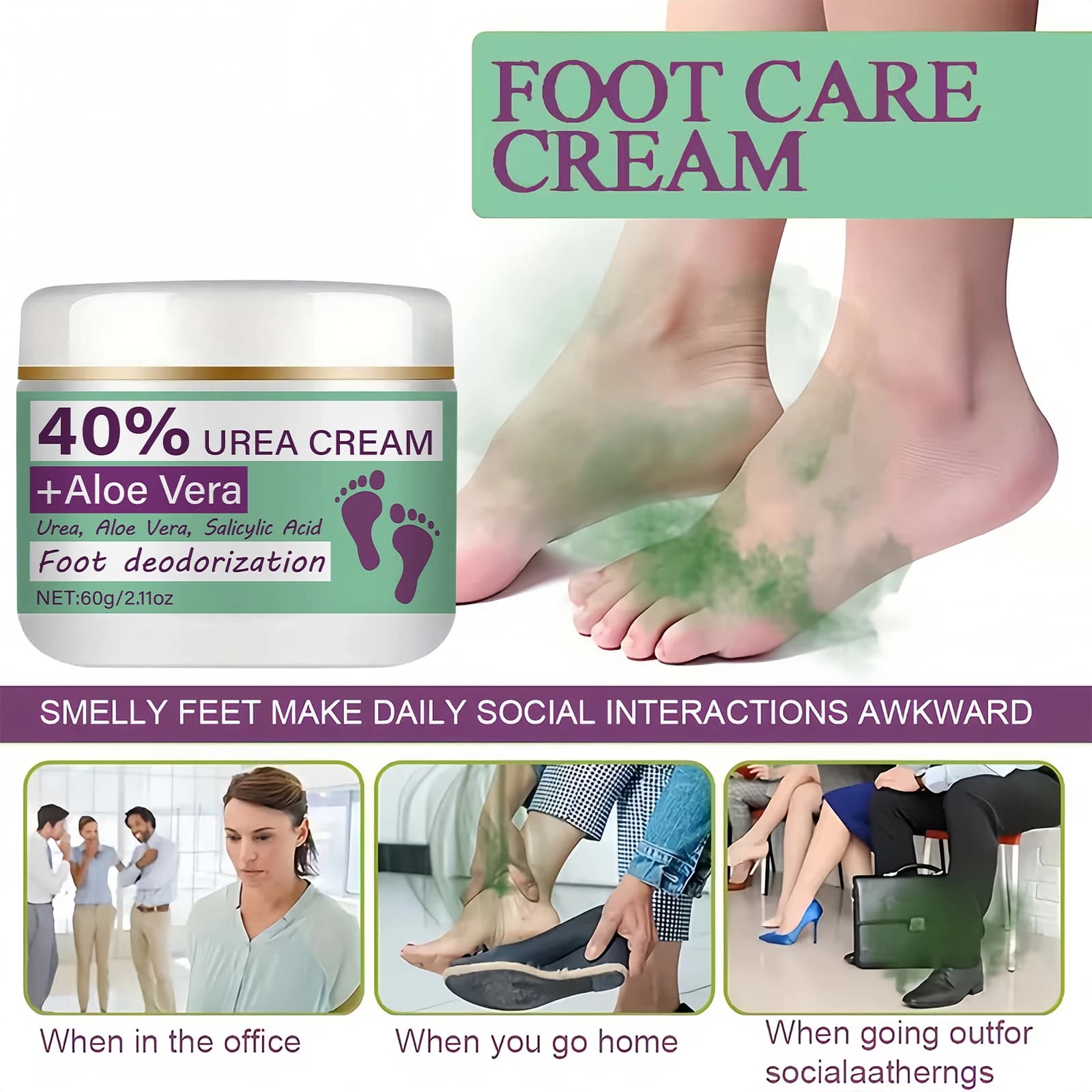 Crème déodorante pour les pieds - Élimination puissante des odeurs et protection contre la transpiration, tube ergonomique pour une application précise, convient à une utilisation quotidienne et pour