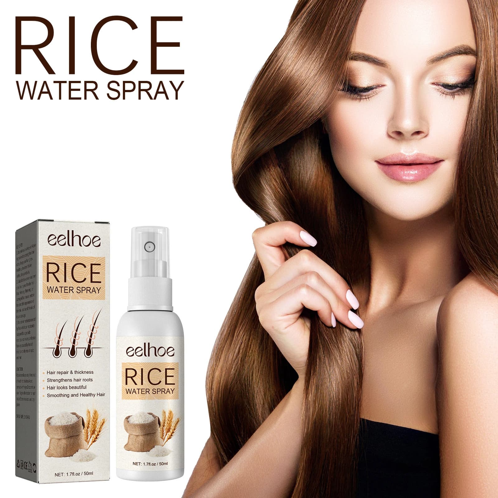 EELHOE – Spray d'eau de riz pour la croissance des cheveux