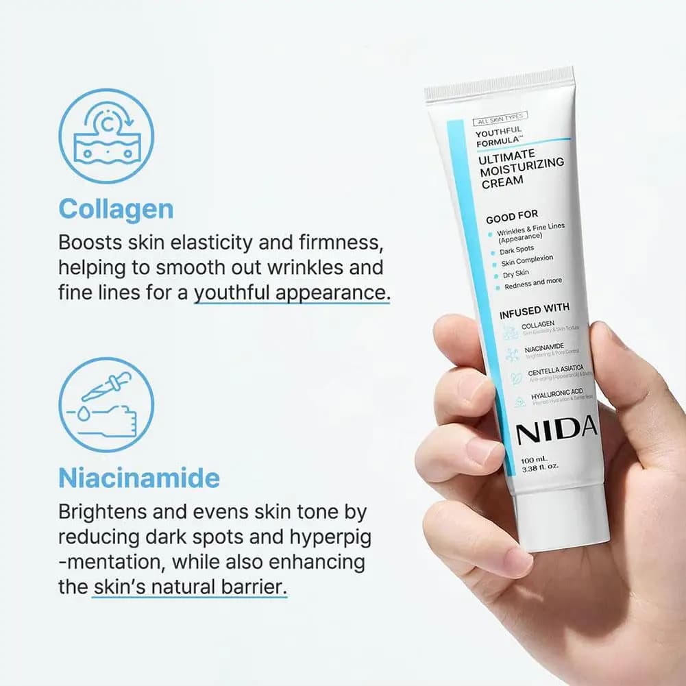 NIDA – crème hydratante ultime, Anti-âge, réparatrice, apaisante, pour les pores, réparation des rougeurs, Essence blanchissante, soins pour la peau