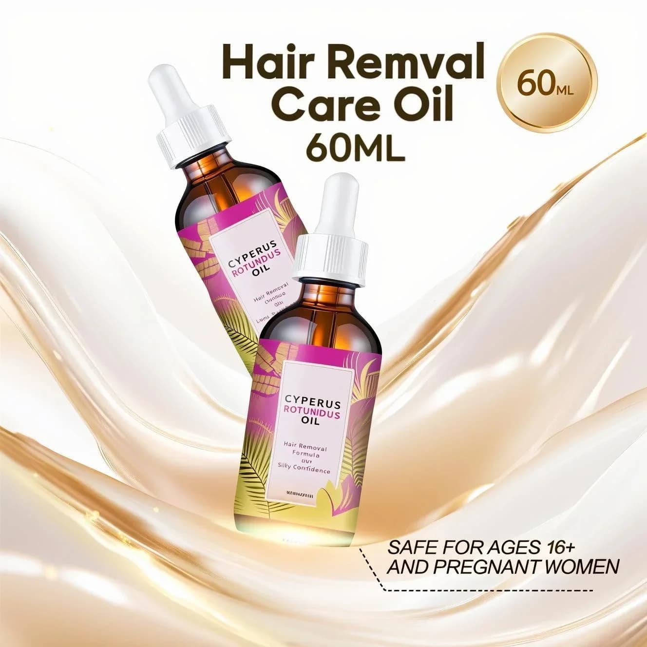 Huile Corporelle Botanique Anti-Croissance des Poils 60ml - Mélange Jojoba & Amande qui ralentit en douceur la croissance des poils et lisse tous les types de peau.
