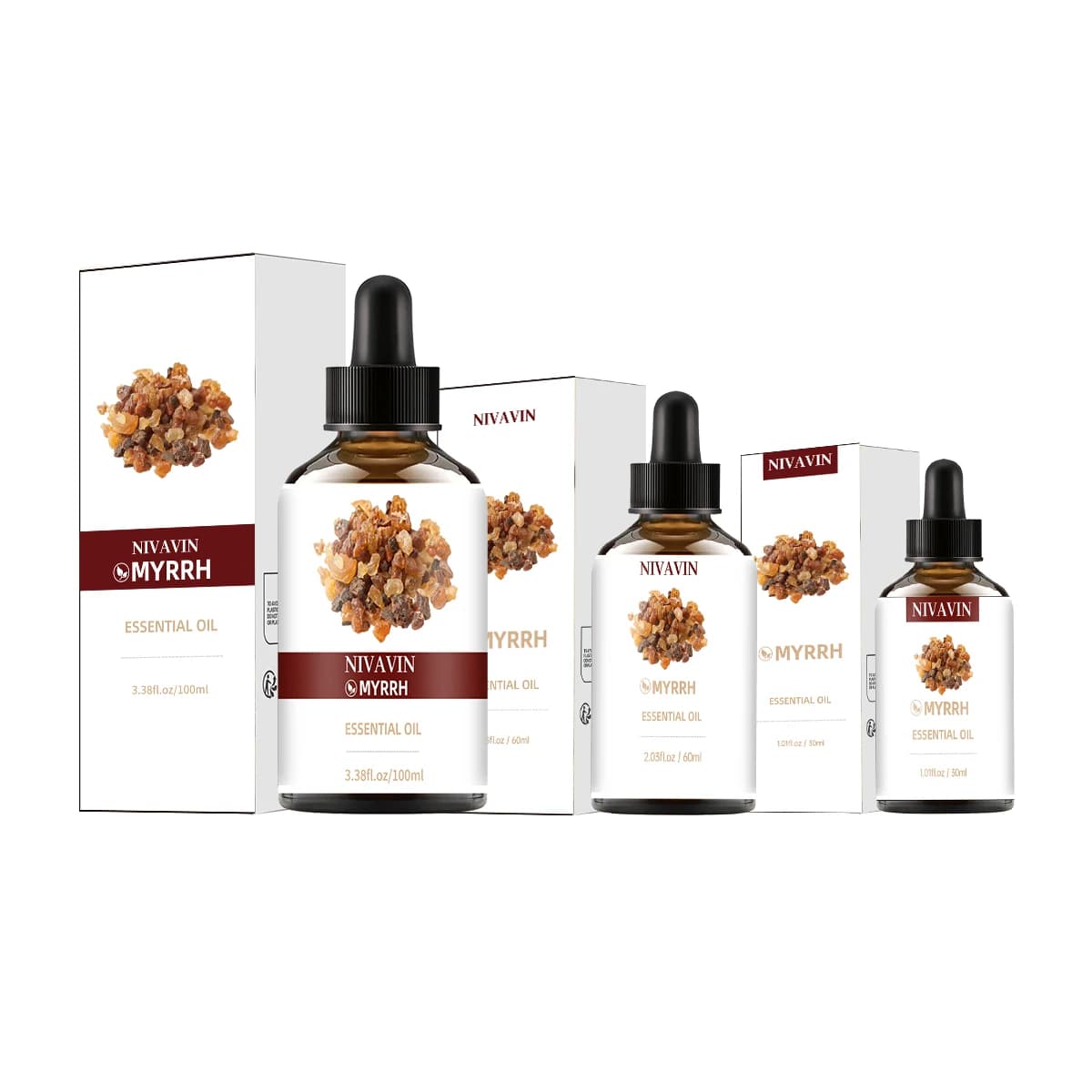 NIVAVIN 30ml/60ml/100ml Huile essentielle de myrrhe, extraits de plantes naturelles, parfum riche, senteur longue durée, cadeau exquis.