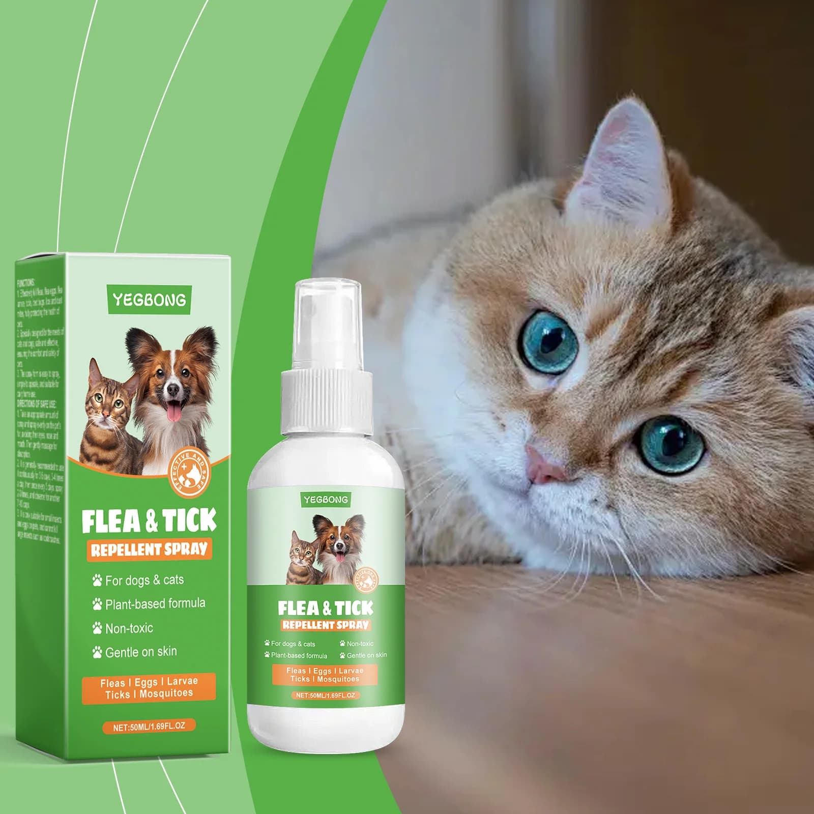 Spray répulsif anti-puces pour animaux de compagnie, réduisant efficacement les puces et les tiques, soulage les démangeaisons de la peau, protège la santé, répulsif pour animaux de compagnie à action