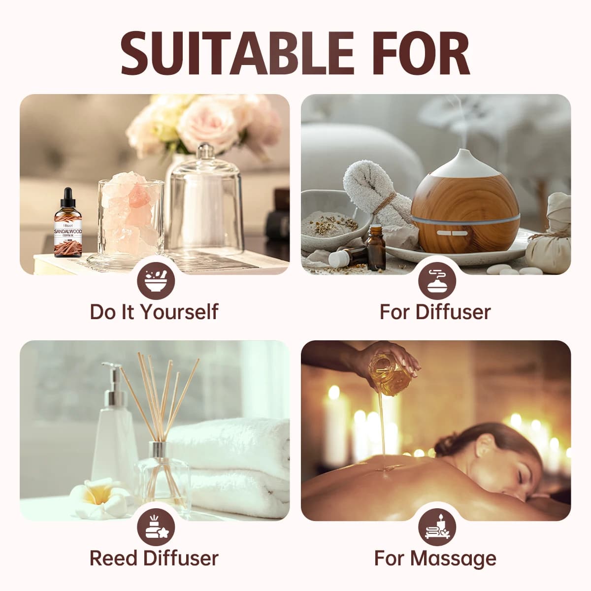 Huile essentielle de bois de santal adaptée au massage