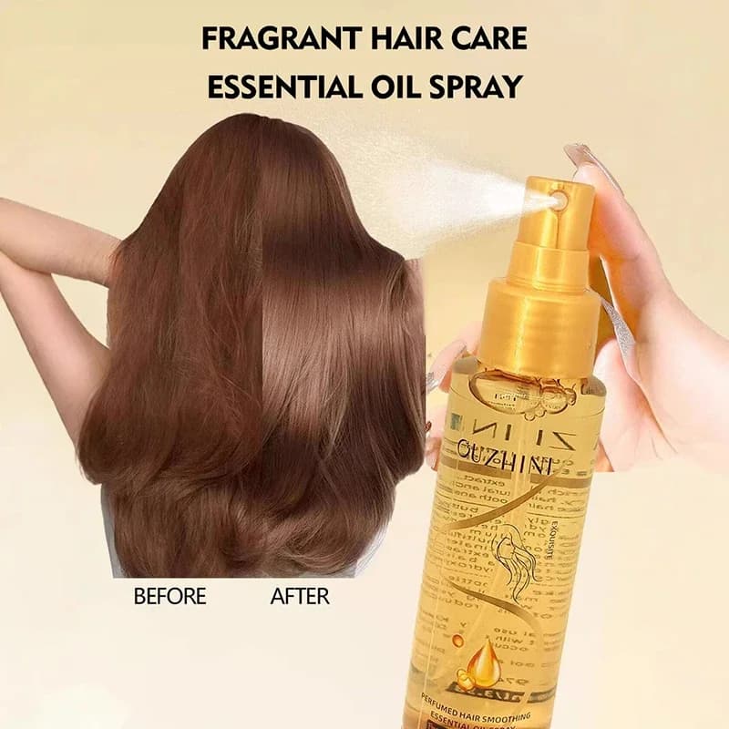 Le spray d'huile essentielle de soin capillaire nourrissant en profondeur peut augmenter la brillance et améliorer la réparation et les dommages aux cheveux Spray de parfum frais