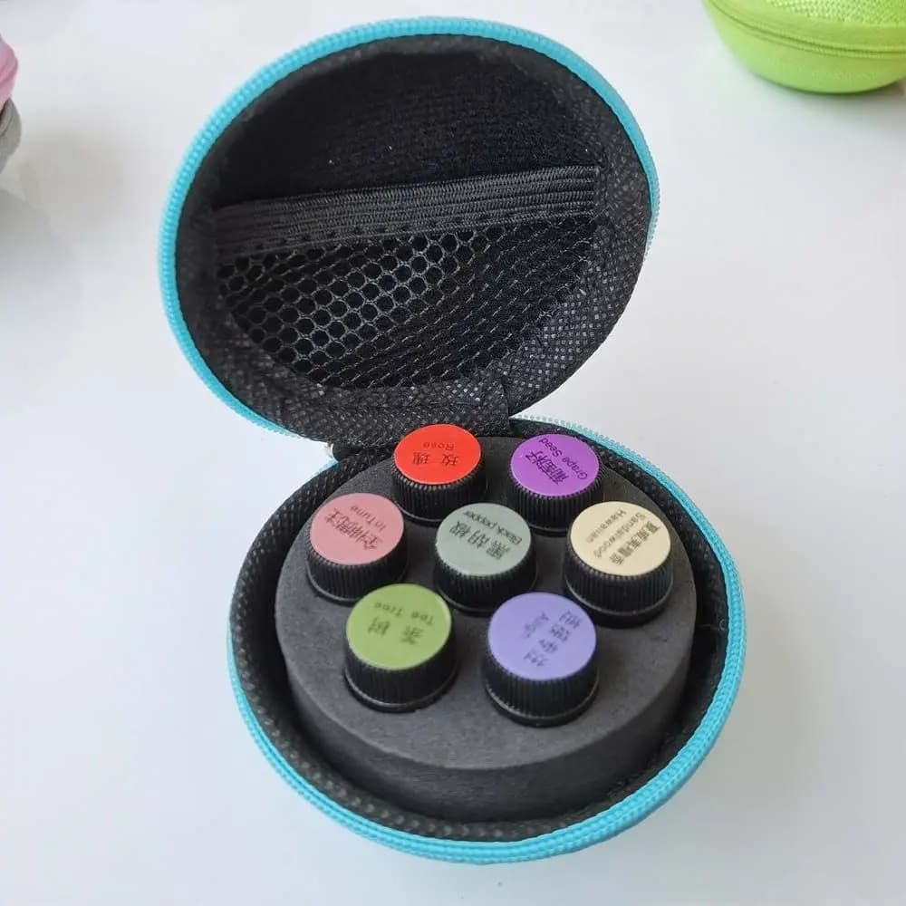 Organisateur de bouteilles d'huile, protecteur, 7 compartiments, forme ronde, sac de rangement, étui pour huile essentielle, boîte pour mini bouteilles, conteneur de gel