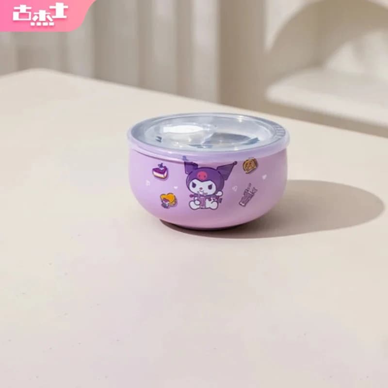 Pour Sanrio Kuromi 5 pouces bol de riz Hello Kitty Cinnamoroll bols bols à soupe en acier inoxydable vaisselle alimentaire complémentaire pour bébé