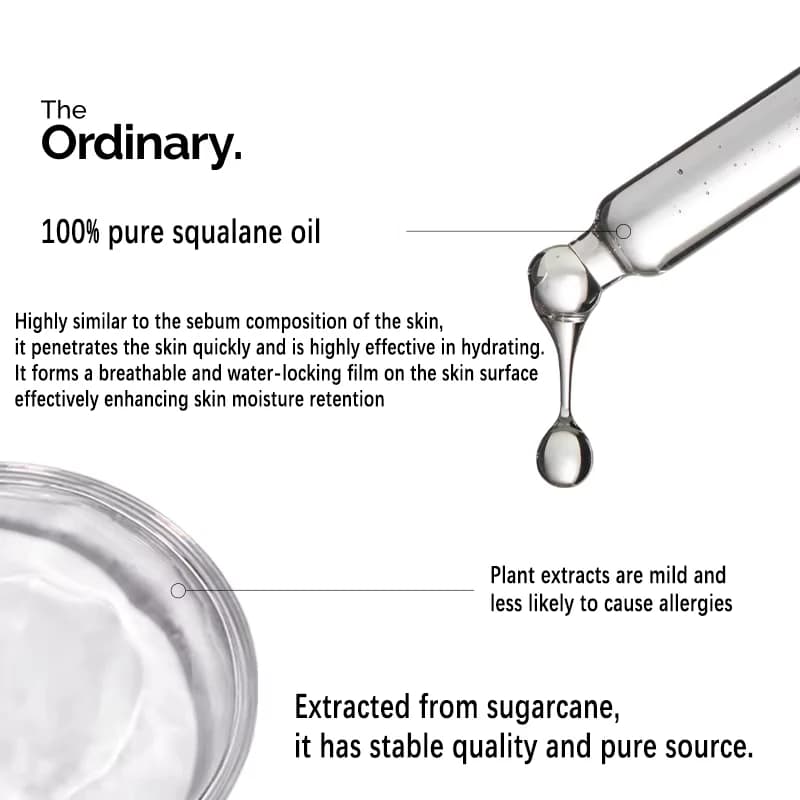 Squalane 100% dérivé aux plantes pour l'hydratation de la peau et des cheveux Sérum pour le visage 30 ml Peut empêcher la perte d'œuvre des facteurs d'hydratation + HA 100 ml
