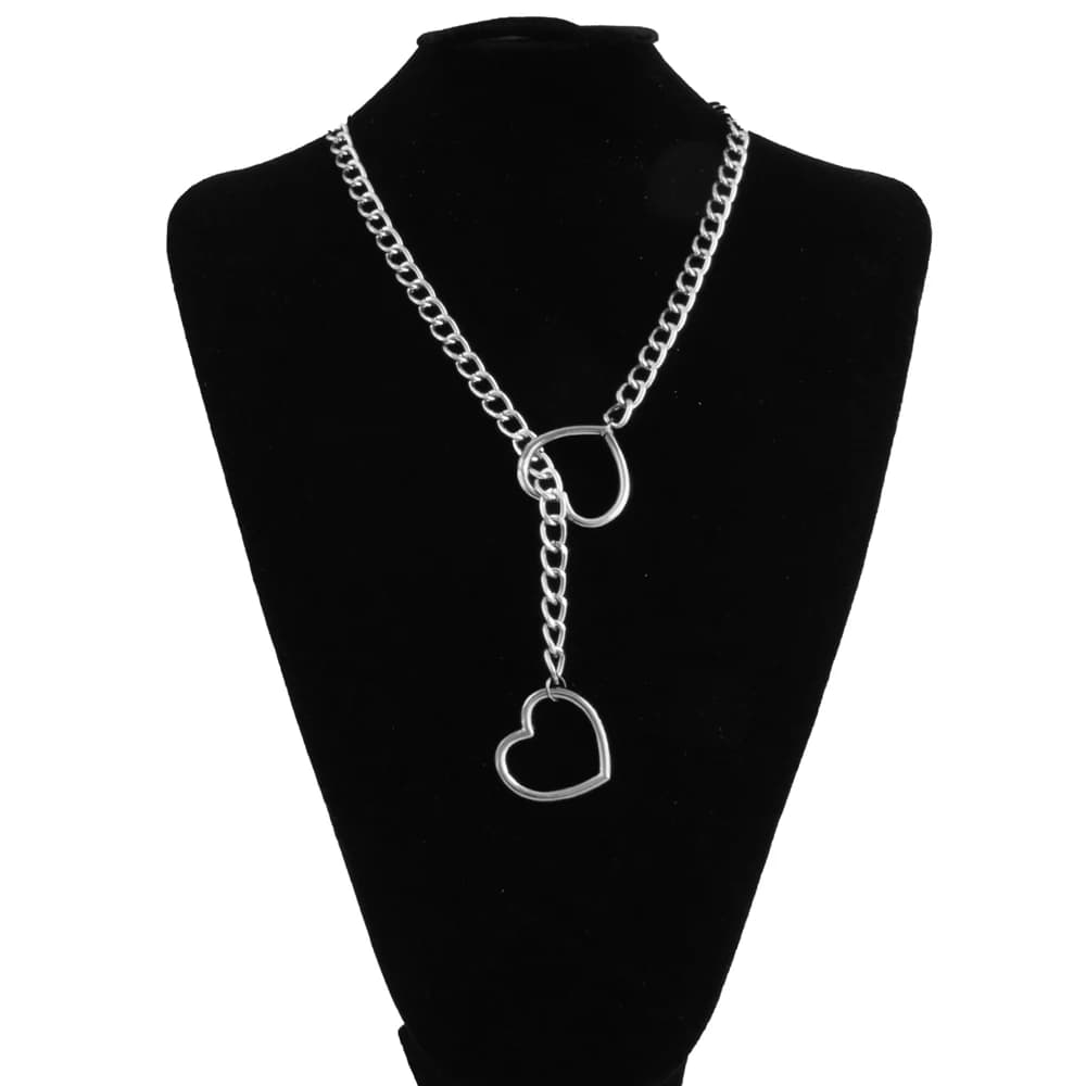 Collier chaîne en forme de cœur pour femmes, style punk rock, collier ras du cou, bijoux pour couples, accessoires cadeaux
