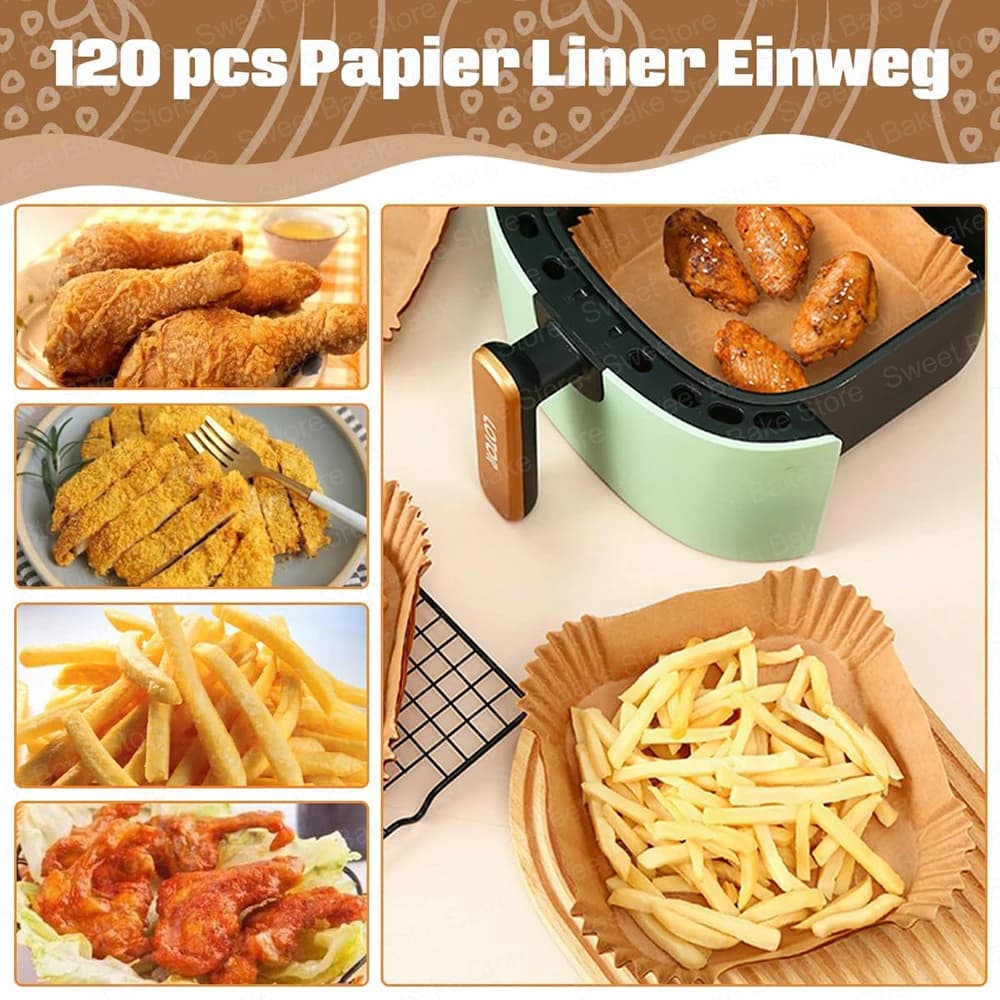 Papier de cuisson pour friteuse à air Ninja Double pile 7,6 L, doublures en papier parchemin jetables compatibles avec Ninja SL300EU