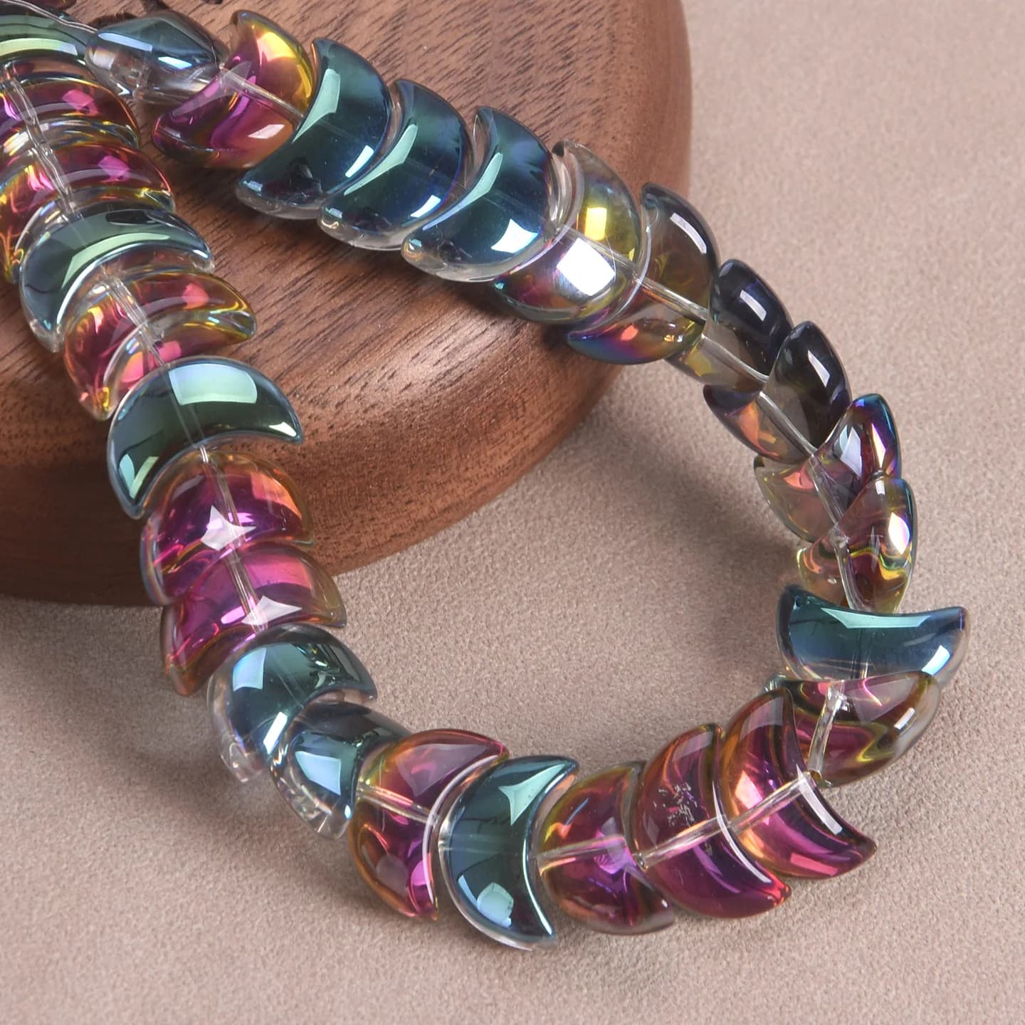 10 pièces en forme de croissant de lune 14x9mm perles en verre de cristal plaqué coloré en vrac pour la fabrication de bijoux résultats d'artisanat de bricolage