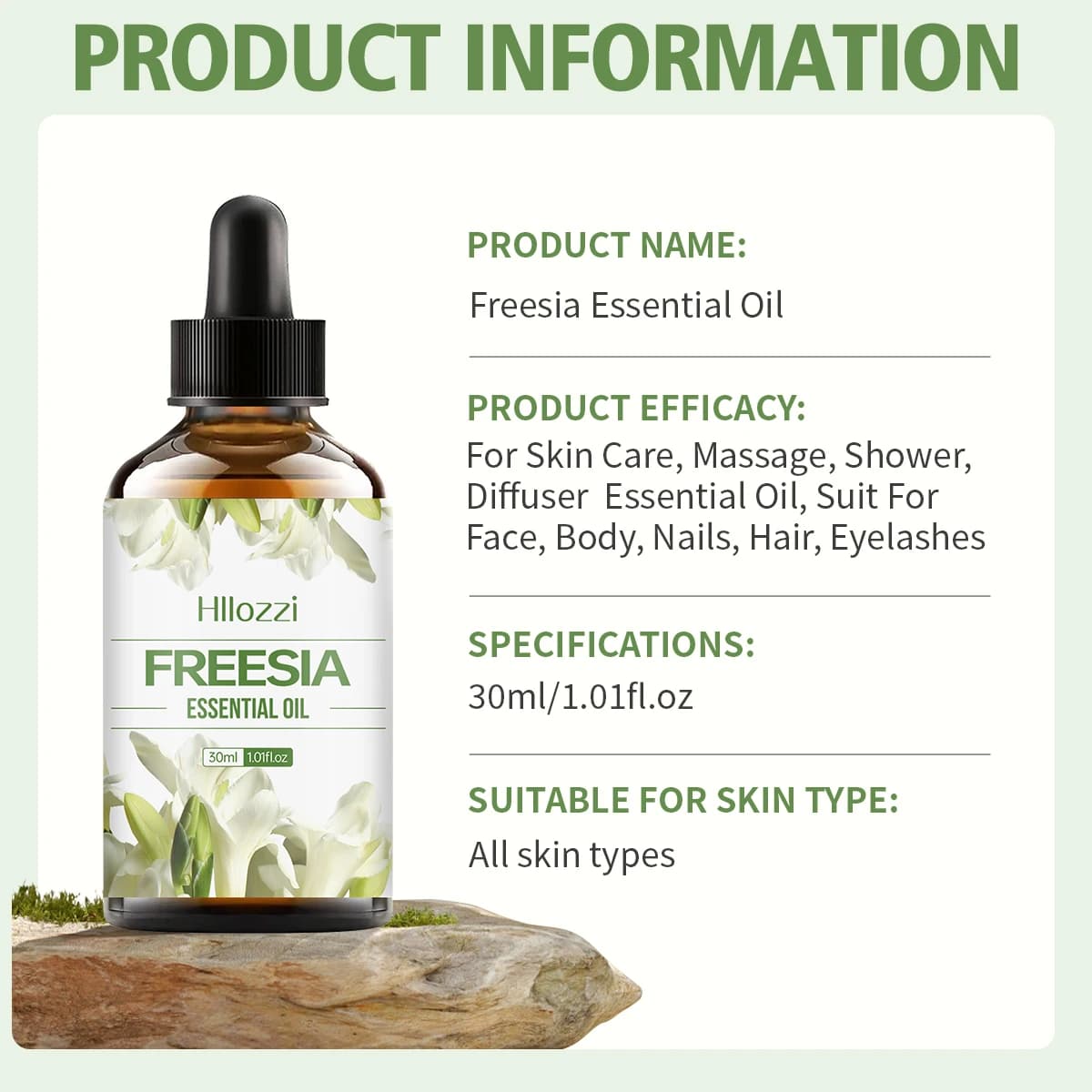 L'huile essentielle de Freesia a un arôme frais et est doux sans irritation. Il convient à l'aromathérapie et à la fabrication de bougies DIY