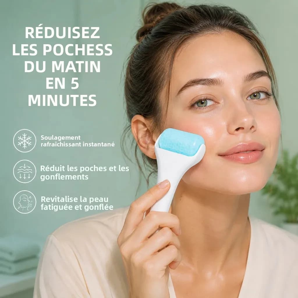 Rouleau de massage facial et oculaire rafraîchissant pour réduire les gonflements, resserrer les pores et soin de la peau par cryothérapie