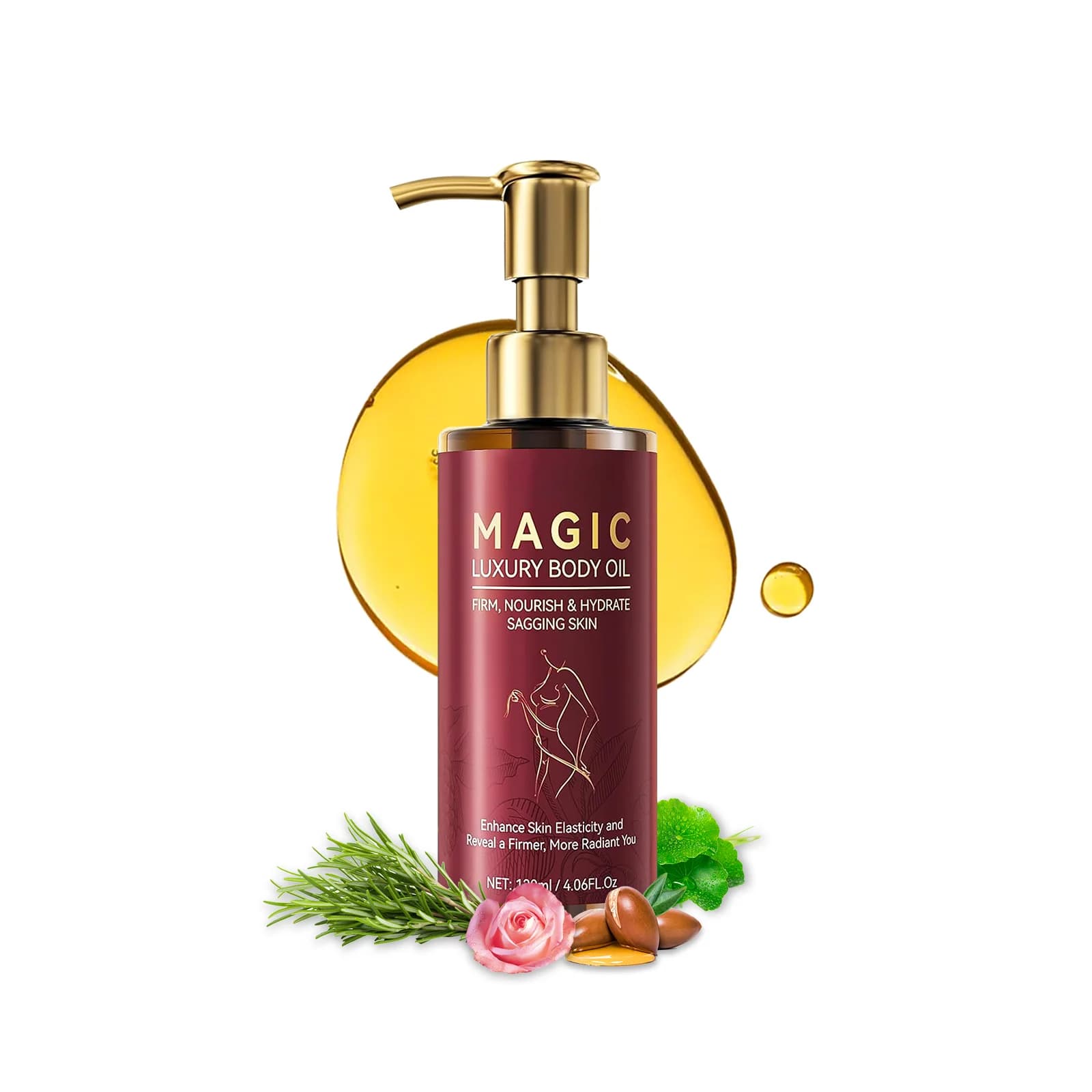 Huile corporelle pour resserrer les fesses, les cuisses, l'abdomen et les aisselles, huile de soin pour lifting et hydrater la peau, 120ml