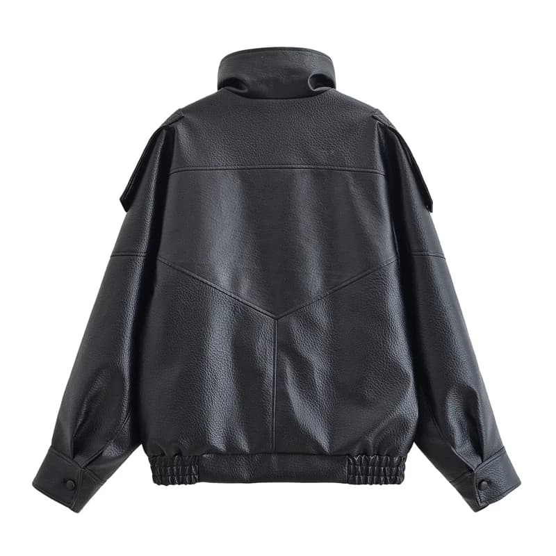 Veste femme automne 2025 nouveau noir à manches longues galets Faux cuir veste moto Style personnalité mode