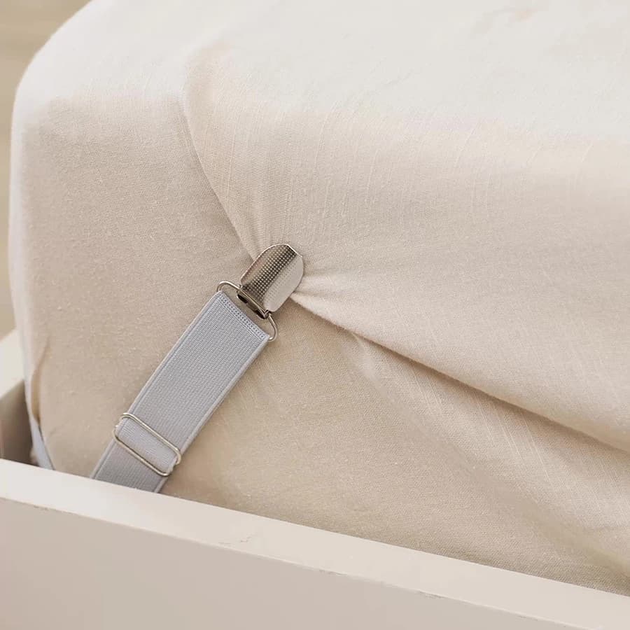 Clips pour drap de lit, sangles de support de drap de lit réglables, ensemble de 4 Clips de literie élastiques, attaches pour maison, hôtel