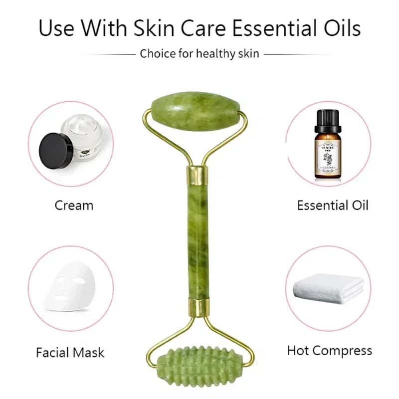 Masseur de rouleau de Jade naturel pour le visage