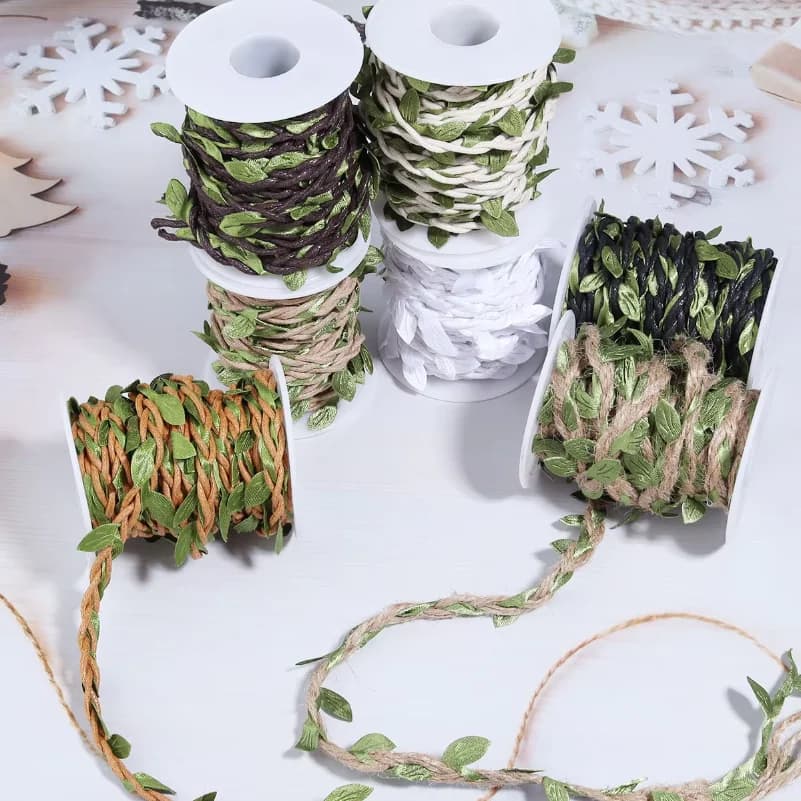 5 Yards/Rouleau de feuilles de vigne artificielles en corde de chanvre