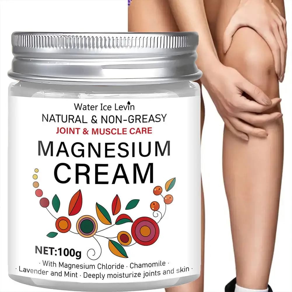 Crème non grasse 100g au magnésium pour les articulations et les muscles, nourrit/hydrate, usage quotidien, améliore l'élasticité de la peau, camomille, lavande