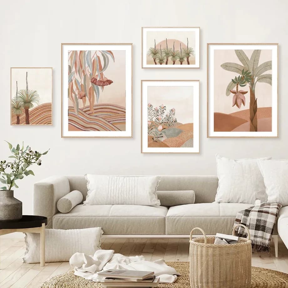 Affiches et imprimés de paysage abstrait Boho, palmier Tropical, cocotier, peinture sur toile d'art mural, images de plantes, décor de salon