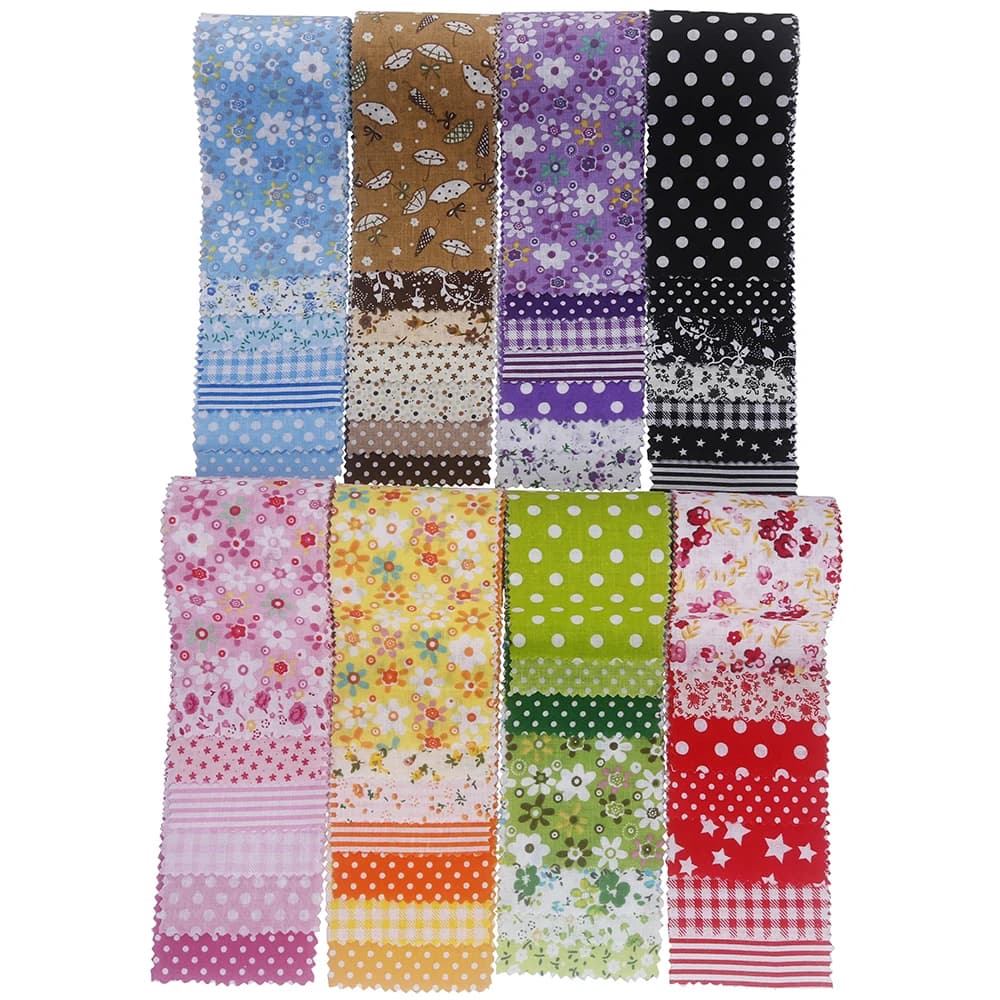Ensemble de bandes de tissu en coton en rouleau de gelée prédécoupé, matériau Patchwork imprimé/uni pour bricolage Quilting, couture et fournitures artisanales faites à la main