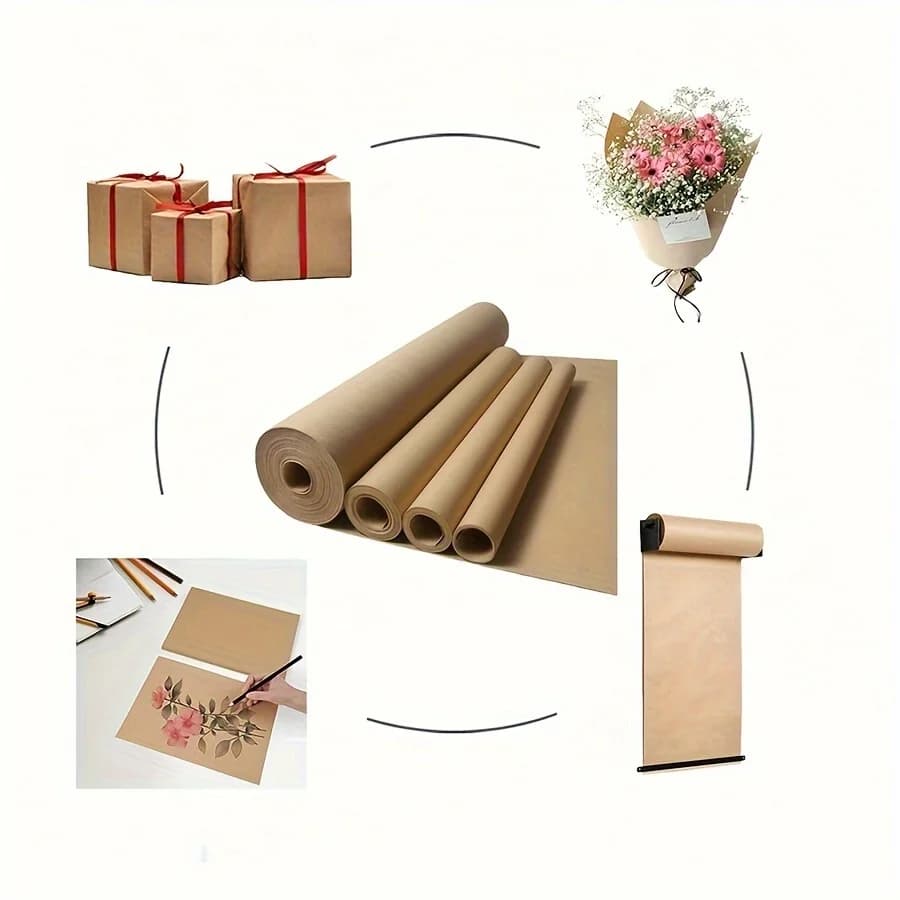 1 rouleau de papier kraft marron durable