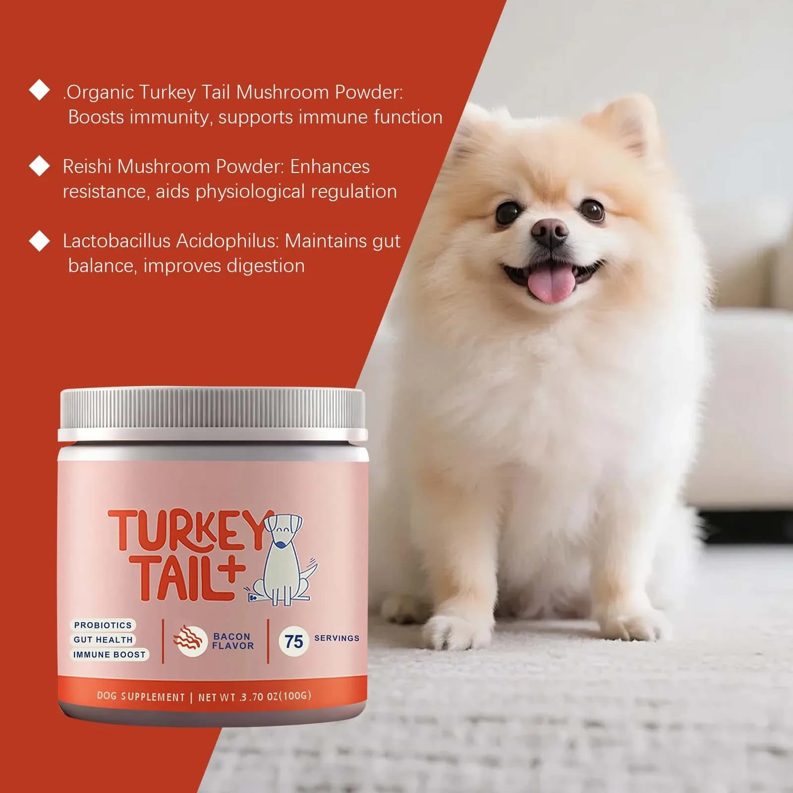 Probiotiques pour chiens en granulés souples, supplément vitaminique à base de champignons Turkey Tail, nourriture douce pour soutenir la santé intestinale, soins quotidiens pour la santé des animaux