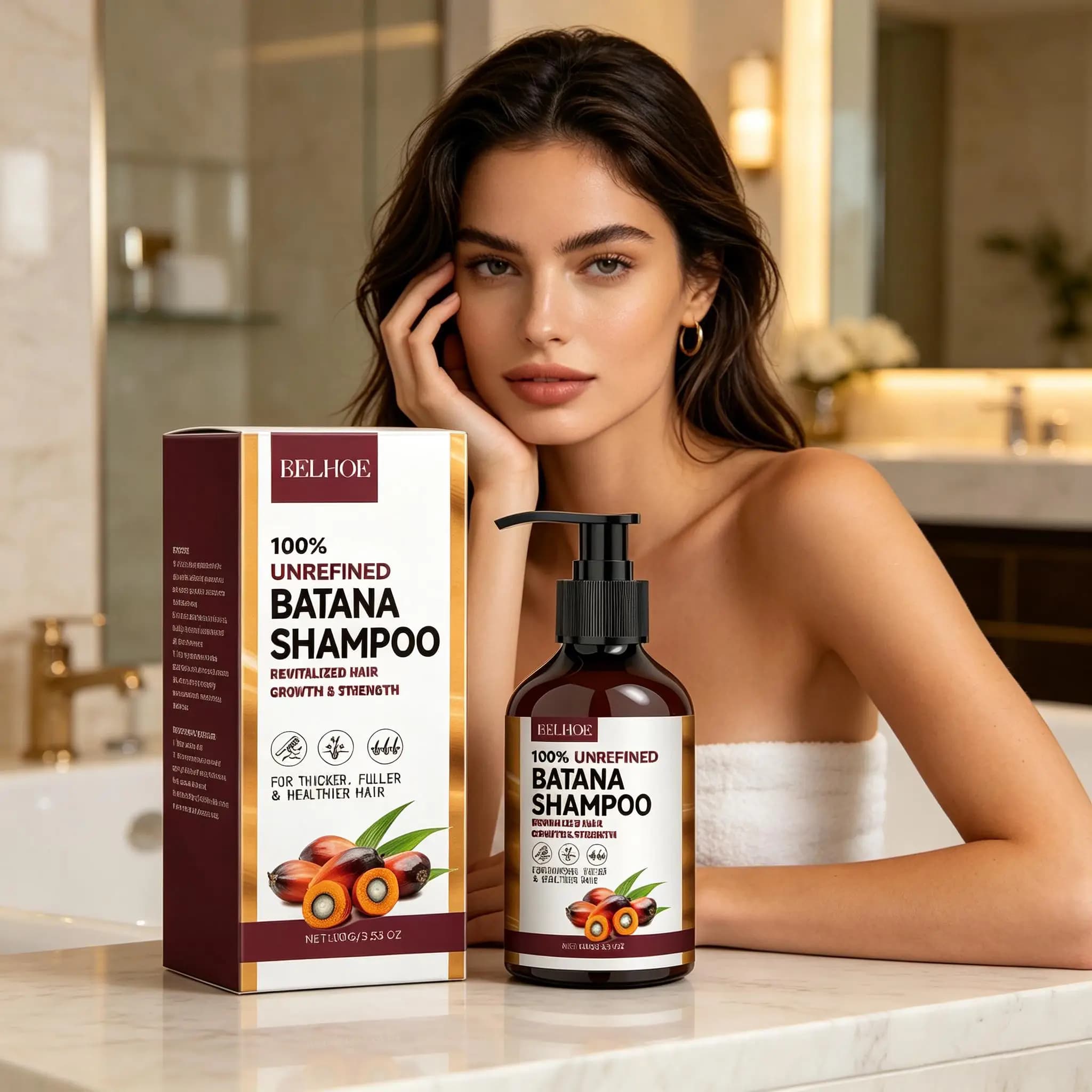 Shampoo à l'huile de Batana, nettoyage en profondeur, hydratant, lissant, anti-frisottis, réparation des cheveux abîmés, régulation du sébum du cuir chevelu, repousse des cheveux, ensemble de soins ca