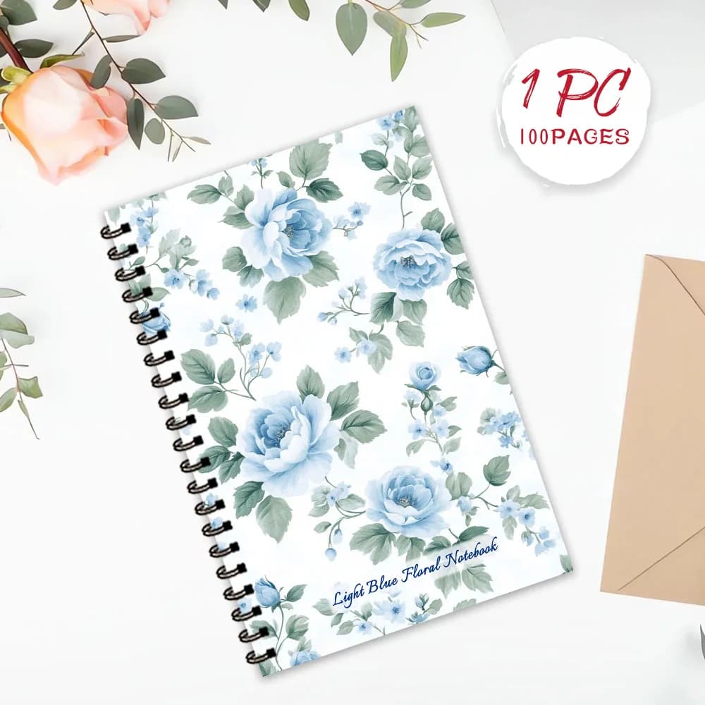 Carnet à fleurs bleues