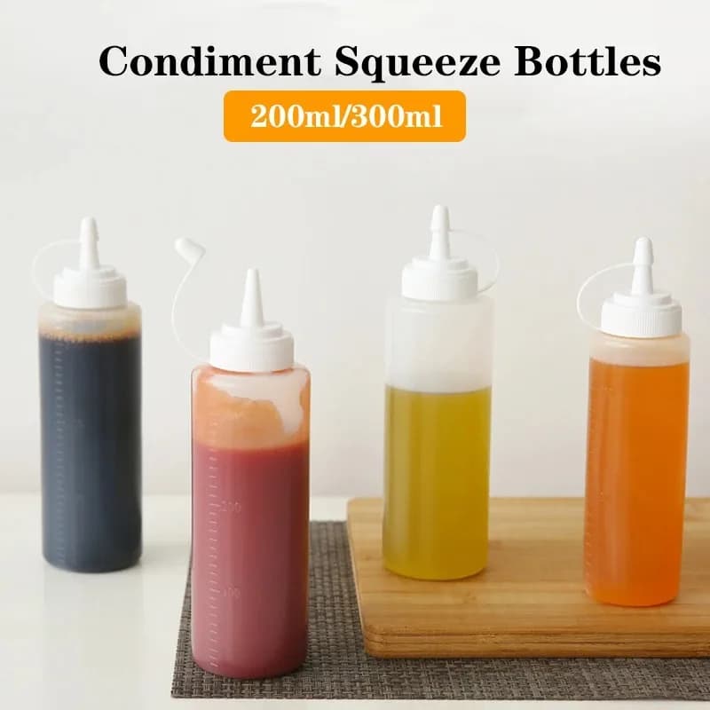 Bouteilles à presser pour condiments, distributeur de Sauce à salade, moutarde, Mayo, Sauces chaudes, huile d'olive, bouteilles de stockage, fournitures de cuisine, 200ml/300ml