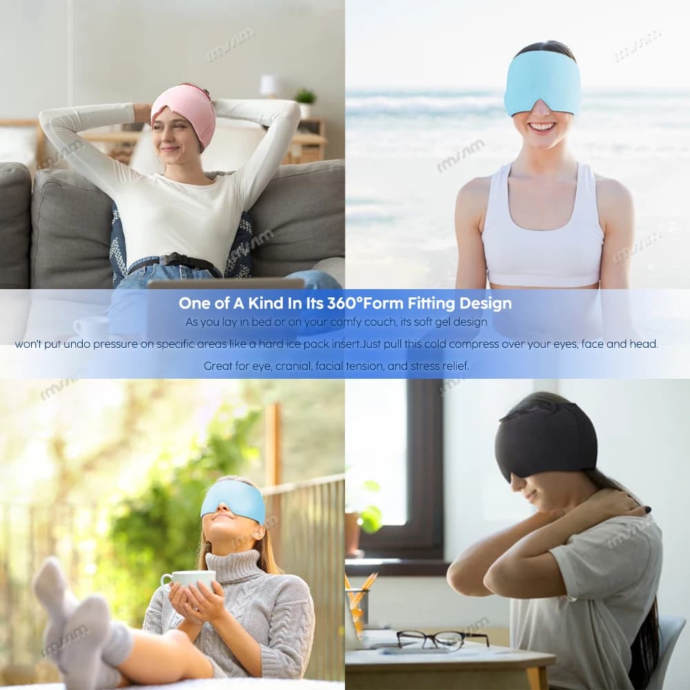Chapeau de soulagement de la Migraine, chapeau pour les maux de tête, Gel, thérapie chaude et froide, casquette de glace pour soulager la douleur, masque pour les yeux, soulagement de la pression du S