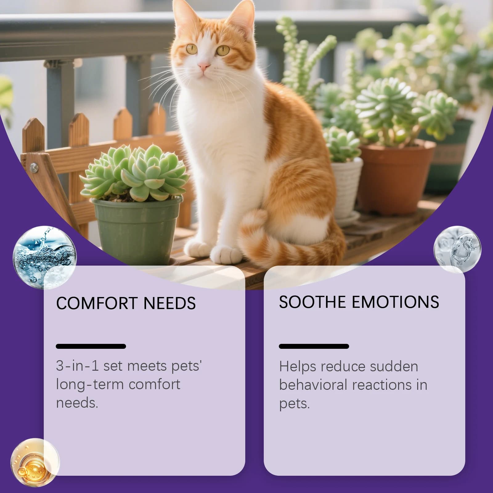 Diffuseur apaisant naturel pour soulager le stress des chats avec huile essentielle végétale, diffuseur de phéromones pour chats, soulagement de l'anxiété des chats, 700 pieds carrés