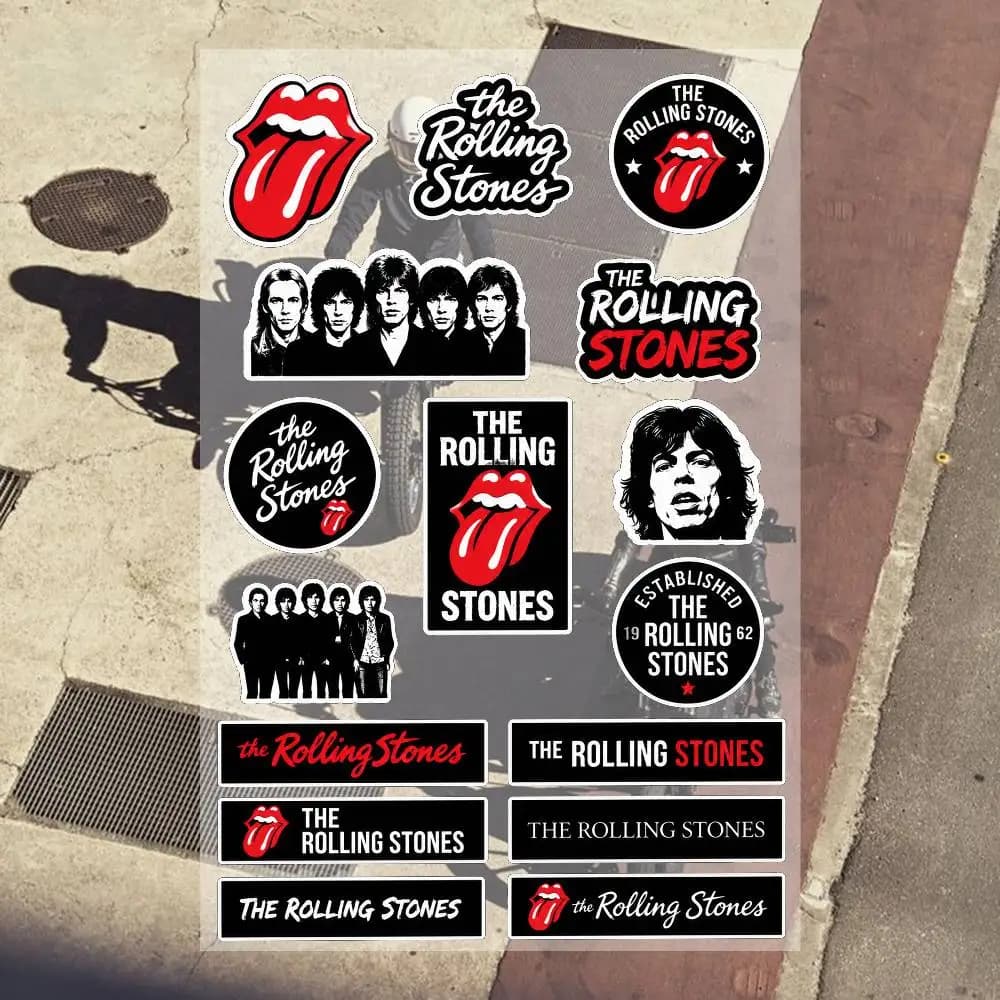 Autocollants en vinyle imperméables T-he Rolling S-T-oneS pour motos