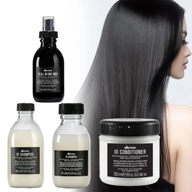 Coffret de soins capillaires Davines OI Series, enrichi à l'huile de Roucou, duo shampoing et après-shampoing, réparation nourrissante en profondeur, lait tout-en-un